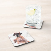 Grote Deen Hond Pet Vrolijk Kerstfeest Drankjes Onderzetter (Rechterzijde)