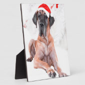 Grote Deen Hond Pet Vrolijk Kerstfeest Fotoplaat (Zijkant)