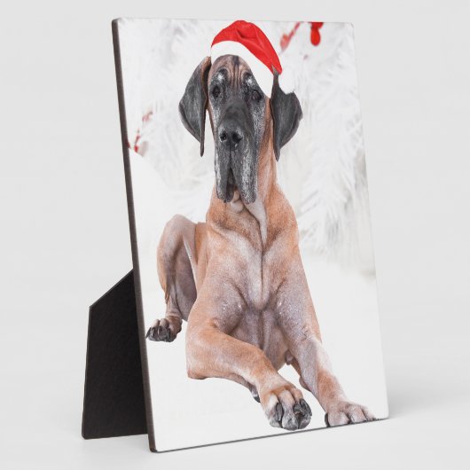 Grote Deen Hond Pet Vrolijk Kerstfeest Fotoplaat (Zijkant)