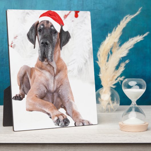 Grote Deen Hond Pet Vrolijk Kerstfeest Fotoplaat (Zijkant)