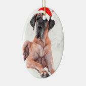 Grote Deen Hond Pet Vrolijk Kerstfeest Keramisch Ornament (Rechts)