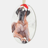 Grote Deen Hond Pet Vrolijk Kerstfeest Keramisch Ornament (Links)
