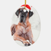 Grote Deen Hond Pet Vrolijk Kerstfeest Keramisch Ornament (Voorkant)