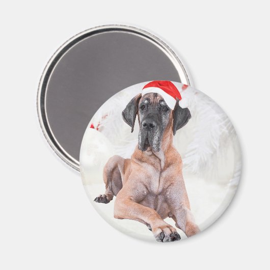 Grote Deen Hond Pet Vrolijk Kerstfeest Magneet (Voorkant / Achterkant)