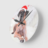 Grote Deen Hond Pet Vrolijk Kerstfeest Ronde Klok (Hoek)