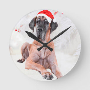 Grote Deen Hond Pet Vrolijk Kerstfeest Ronde Klok