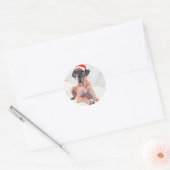 Grote Deen Hond Pet Vrolijk Kerstfeest Ronde Sticker (Envelop)
