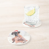 Grote Deen Hond Pet Vrolijk Kerstfeest Zandsteen Onderzetter (Zijkant)