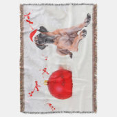 Grote Deen Hond Pet Vrolijk Kerstmis Rood Ornament Deken (Voorkant Verticaal)