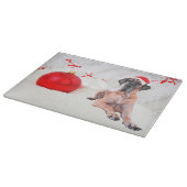 Grote Deen Hond Pet Vrolijk Kerstmis Rood Ornament Snijplank (Hoek)