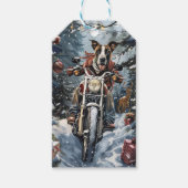 Grote Deen Hond Rijden Motorfiets Kerstmis Cadeaulabel (Voorkant)