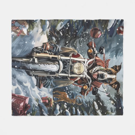 Grote Deen Hond Rijden Motorfiets Kerstmis Fleece Deken (Voorkant (Horizontaal))