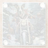 Grote Deen Hond Rijden Motorfiets Kerstmis Glazen Onderzetter (Achterkant)