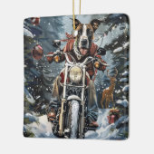 Grote Deen Hond Rijden Motorfiets Kerstmis Keramisch Ornament (Links)