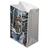 Grote Deen Hond Rijden Motorfiets Kerstmis Medium Cadeauzakje (Voorkant Gekanteld)