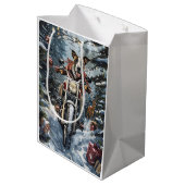 Grote Deen Hond Rijden Motorfiets Kerstmis Medium Cadeauzakje (Achterkant Gekanteld)