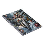 Grote Deen Hond Rijden Motorfiets Kerstmis Notitieboek (Rechterzijde)