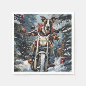 Grote Deen Hond Rijden Motorfiets Kerstmis Servet (Voorkant)
