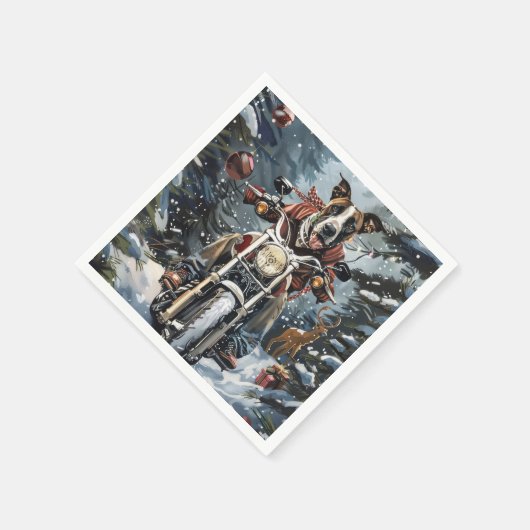 Grote Deen Hond Rijden Motorfiets Kerstmis Servet (Hoek)