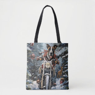 Grote Deen Hond Rijden Motorfiets Kerstmis Tote Bag