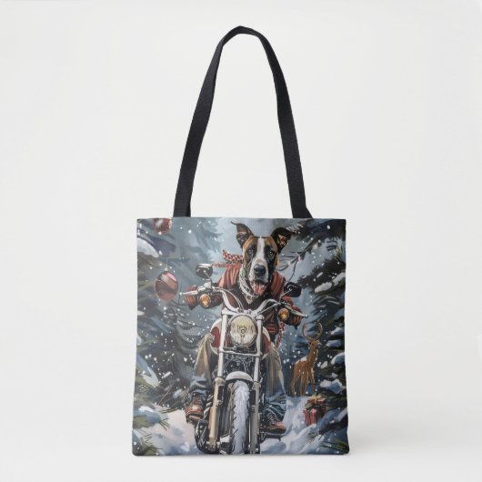 Grote Deen Hond Rijden Motorfiets Kerstmis Tote Bag (Voorkant)