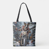 Grote Deen Hond Rijden Motorfiets Kerstmis Tote Bag (Achterkant)