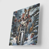 Grote Deen Hond Rijden Motorfiets Kerstmis Vierkante Klok (Hoek)