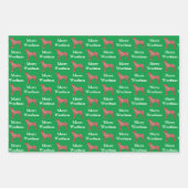 Grote Deen Hond Silhouet Groene Vrolijke Woofmas Inpakpapier Vel (Voorkant)