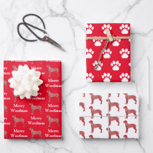 Grote Deen Hond Silhouet Rood Merry Woofmas Inpakpapier Vel