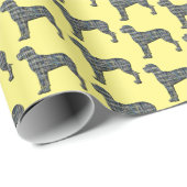 Grote Deen Hond Silhouet Y&B Geel Raster Cadeaupapier (Rol Hoek)