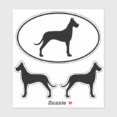 Grote Deen Hond Silhouetten Vinyl Sticker Set (Vel)