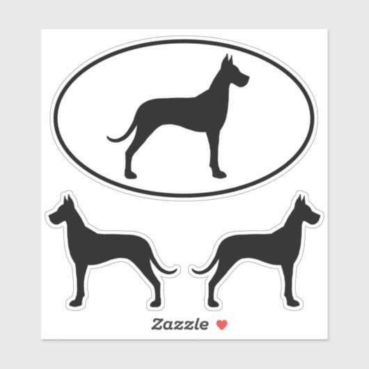 Grote Deen Hond Silhouetten Vinyl Sticker Set (Vel)