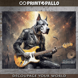 Grote Deen hond spelen elektrische gitaar Tissuepapier