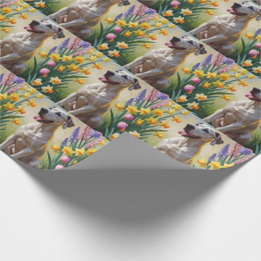Grote Deen Hond Spring Bloemen Schilderen Cadeaupapier (Hoek)