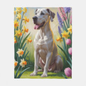 Grote Deen Hond Spring Bloemen Schilderen Fleece Deken (Voorkant)