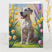 Grote Deen Hond Spring Bloemen Schilderen Kaart (Gele Bloem)