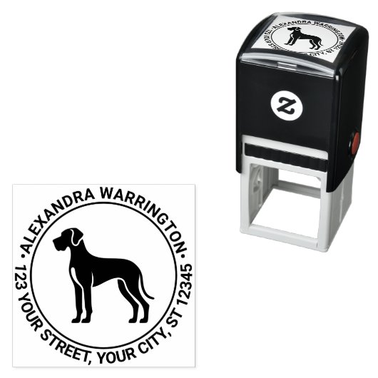 Grote Deen Hond Staande Zijde Naam Terugkeer Adres Zelfinktende Stempel (In situ)