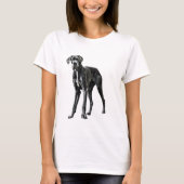 Grote Deen Hond Waterverf Kunst Schilderen T-shirt (Voorkant)
