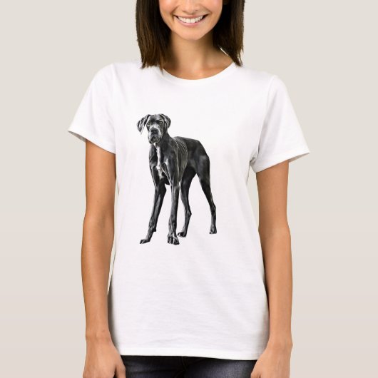 Grote Deen Hond Waterverf Kunst Schilderen T-shirt (Voorkant)