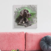 Grote Deen Hond Zittend Waterverf Kunstportret Canvas Afdruk (Insitu (Woonkamer))