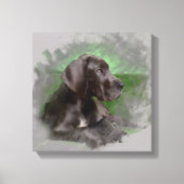 Grote Deen Hond Zittend Waterverf Kunstportret Canvas Afdruk (Voorkant)
