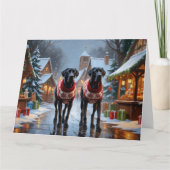 Grote Deen Honden Kerstmis Sneeuw Vakantie Kaart (Voorkant)