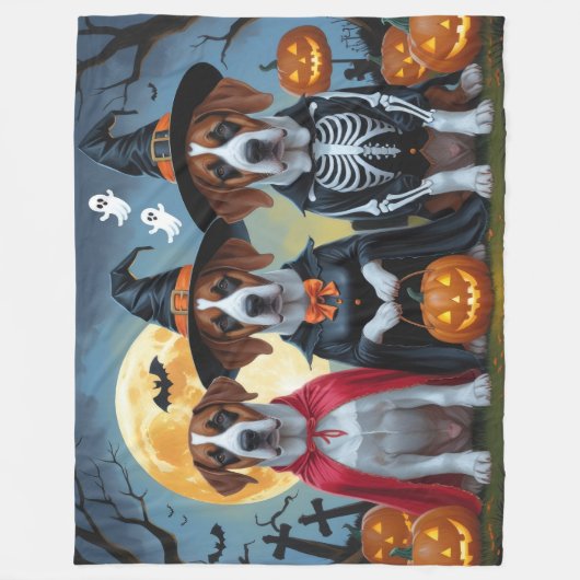 Grote Deen Honden Pompoen Halloween Grappig Fleece Deken (Voorkant)