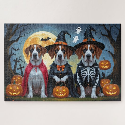 Grote Deen Honden Pompoen Halloween Grappig Legpuzzel (Horizontaal)
