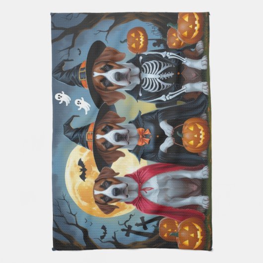 Grote Deen Honden Pompoen Halloween Grappig Theedoek (Verticaal)