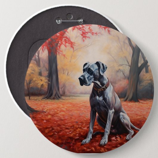 Grote Deen in Herfst laat Herfst inspireren Ronde Button 6,0 Cm (Voorkant /achterkant)