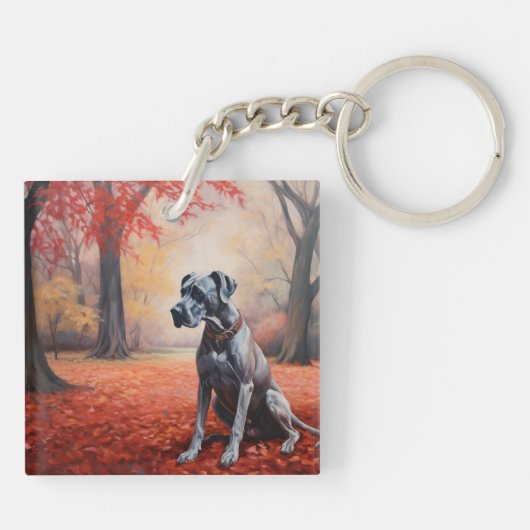 Grote Deen in Herfst laat Herfst inspireren Sleutelhanger (Achterkant)