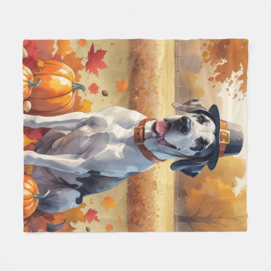 Grote Deen in het najaar verlaat Thanksgiving kuns Fleece Deken (Voorkant (Horizontaal))