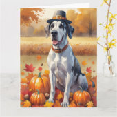 Grote Deen in het najaar verlaat Thanksgiving kuns Kaart (Gele Bloem)