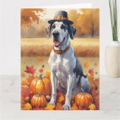 Grote Deen in het najaar verlaat Thanksgiving kuns Kaart (Voorkant)